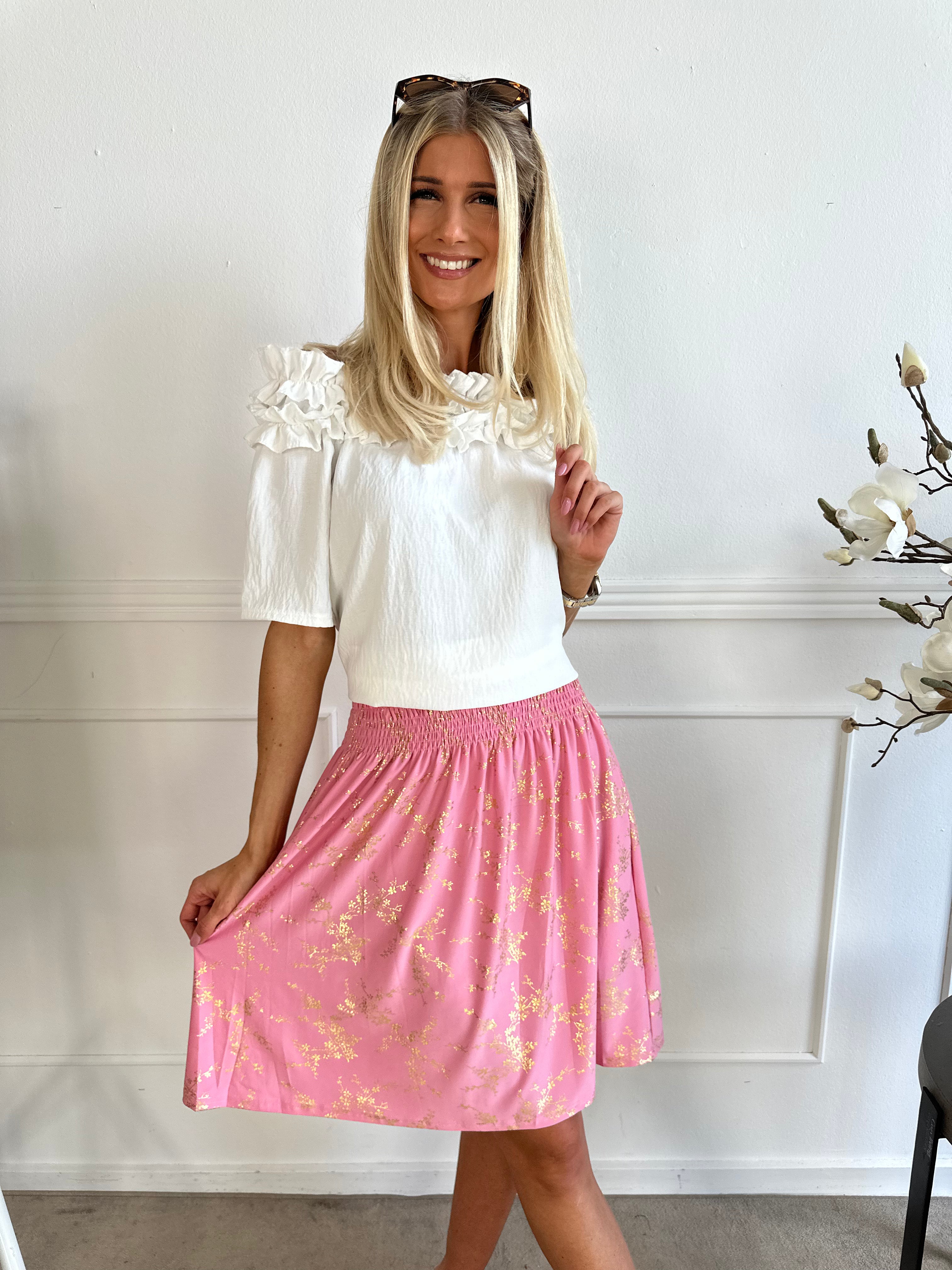 Pams Gold Short Skirt - Kort nederdel i stretchy stof med lommer
